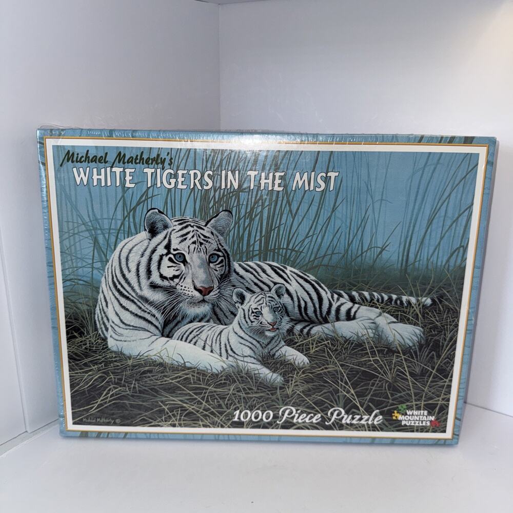 White Mountain Jigsaw Puzzle White Tigers In The Mist Michael Matherly 1000 Pc